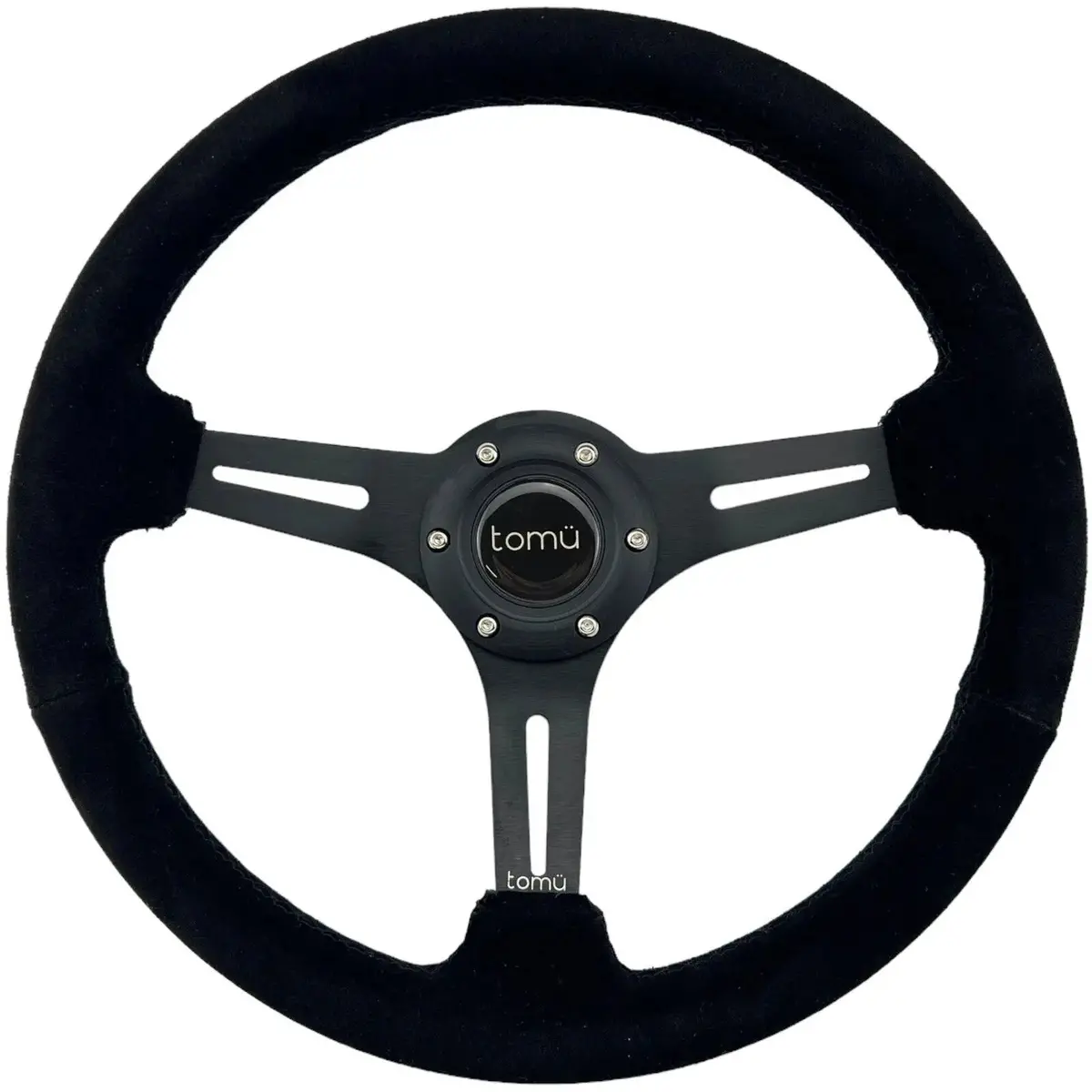 Tomu Akagi Black Suede And Black Alloy Steering Wheel 1