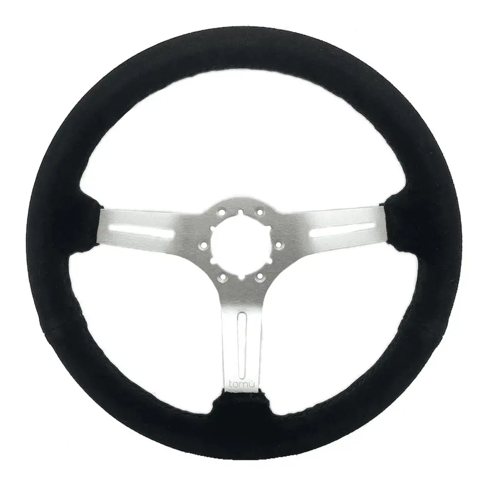 Tomu Akagi Black Suede And Silver Alloy Steering Wheel 1
