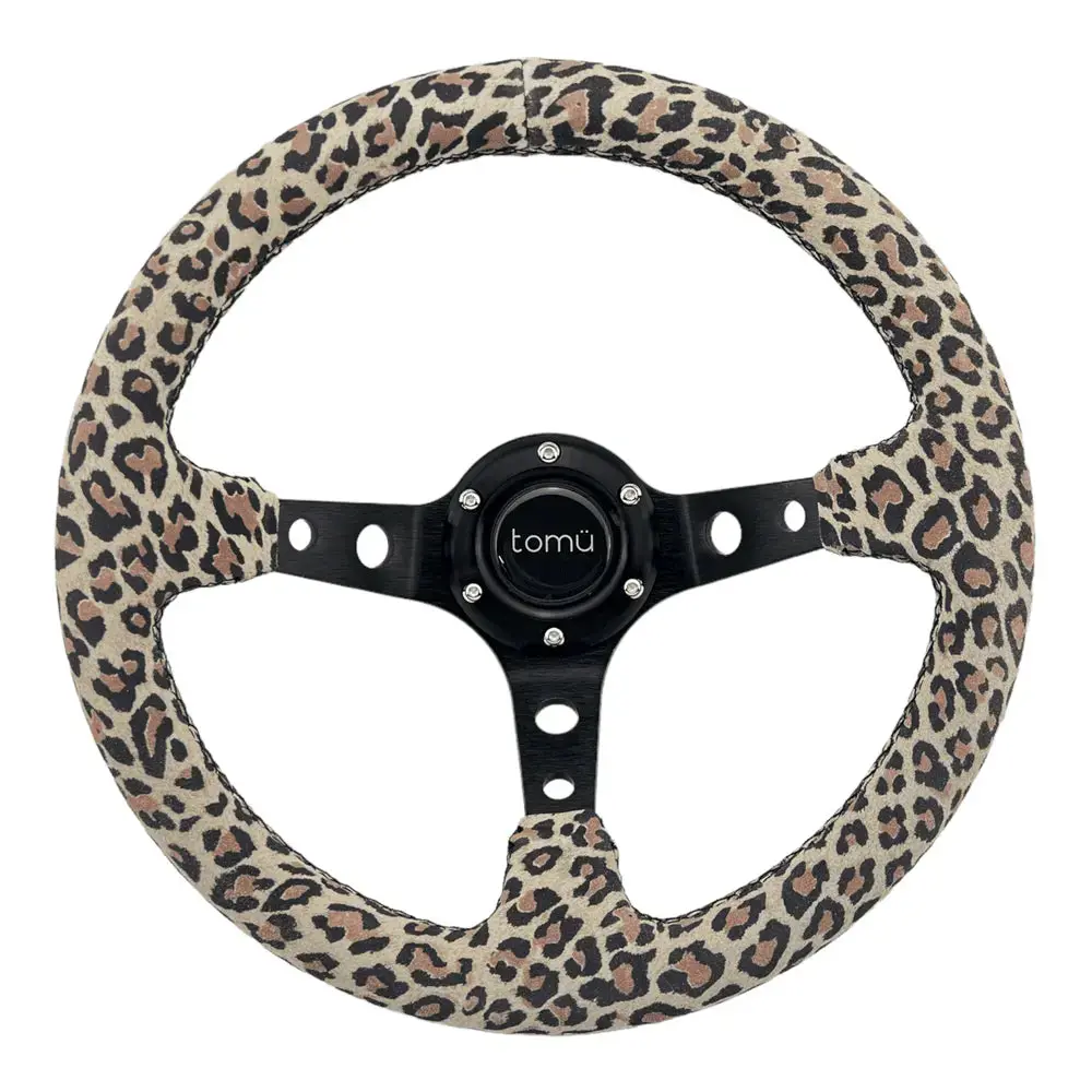 Tomu Cheetah Suede Leather Steering Wheel 1