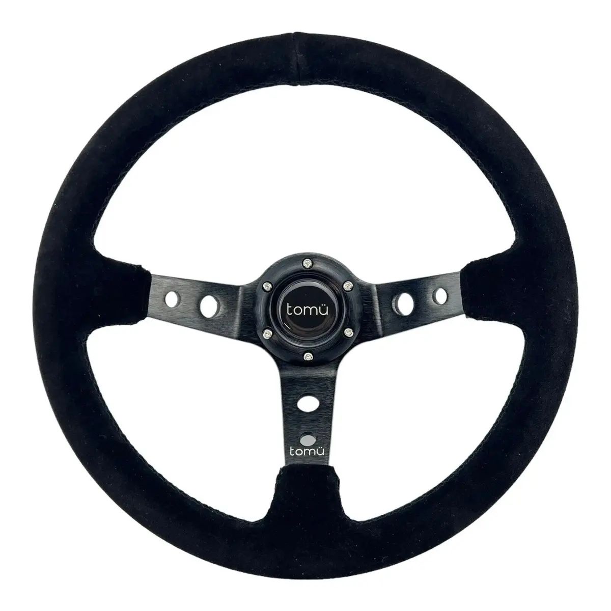 Tomu Ebisu Black Spoke With Black Suede Leather Steering Wheel 1