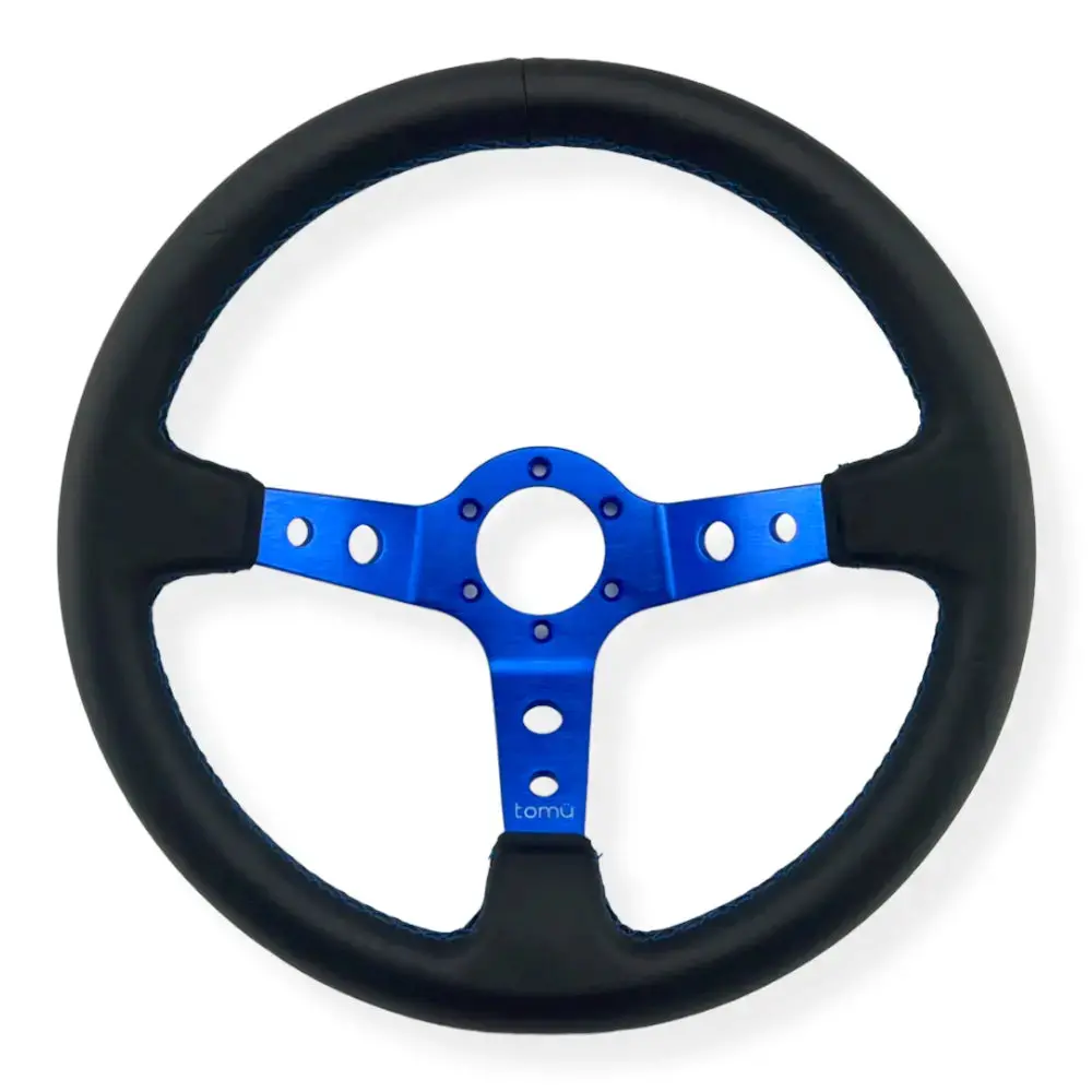 Tomu Ebisu Blue Spoke With Black Leather Steering Wheel 1