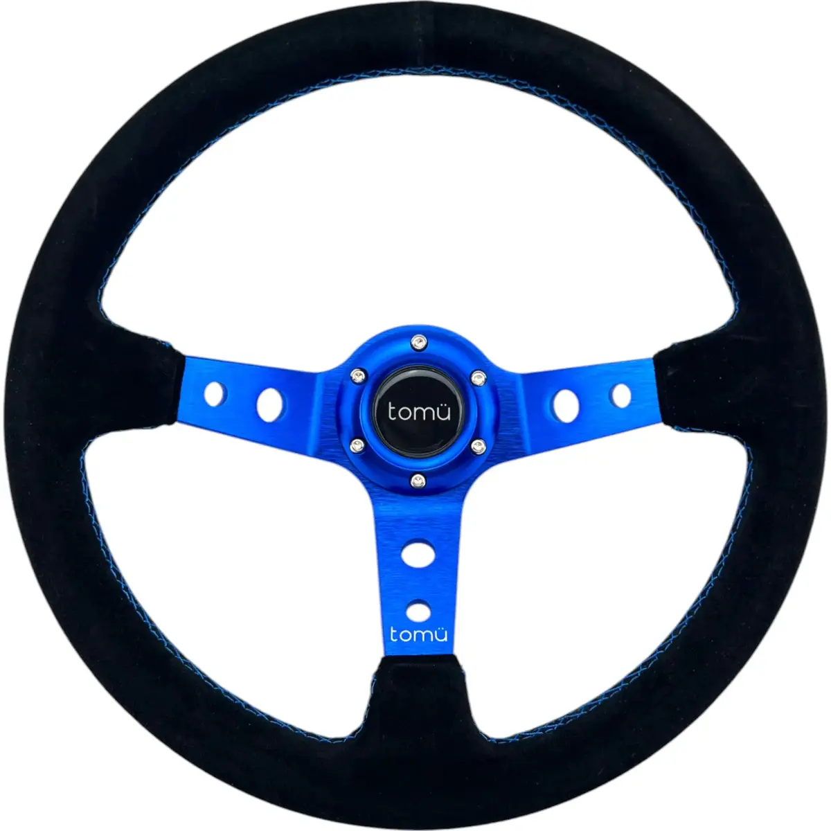 Tomu Ebisu Blue Spoke With Black Suede Steering Wheel 1