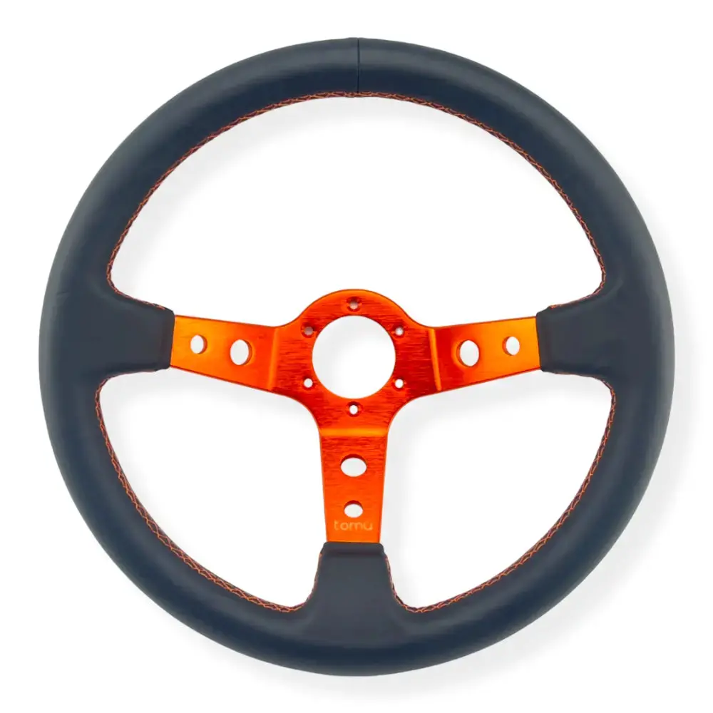 Tomu Ebisu Orange Spoke With Black Leather Steering Wheel 1