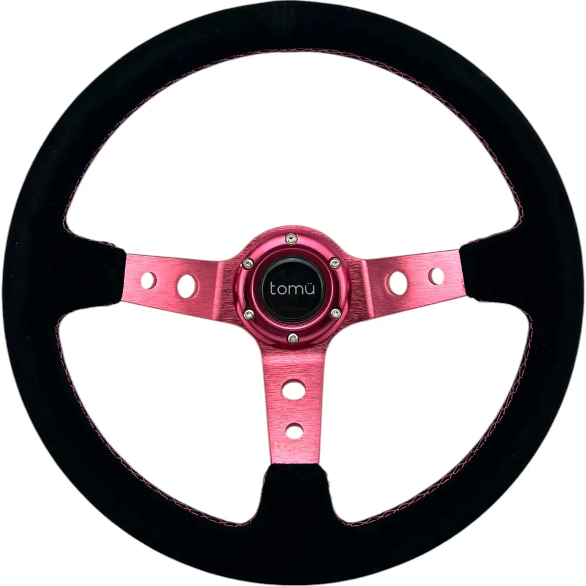 Tomu Ebisu Pink Spoke With Black Suede Steering Wheel 1