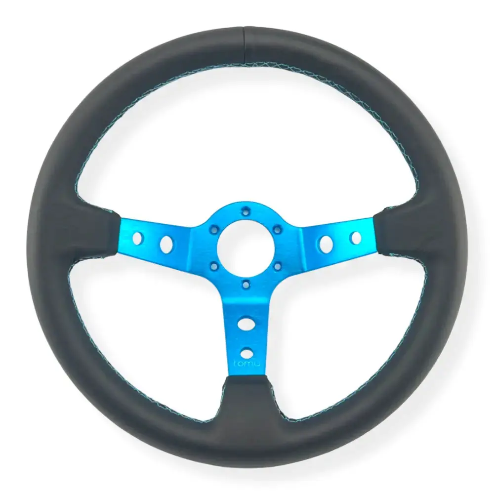 Tomu Ebisu Teal Spoke With Black Leather Steering Wheel 1