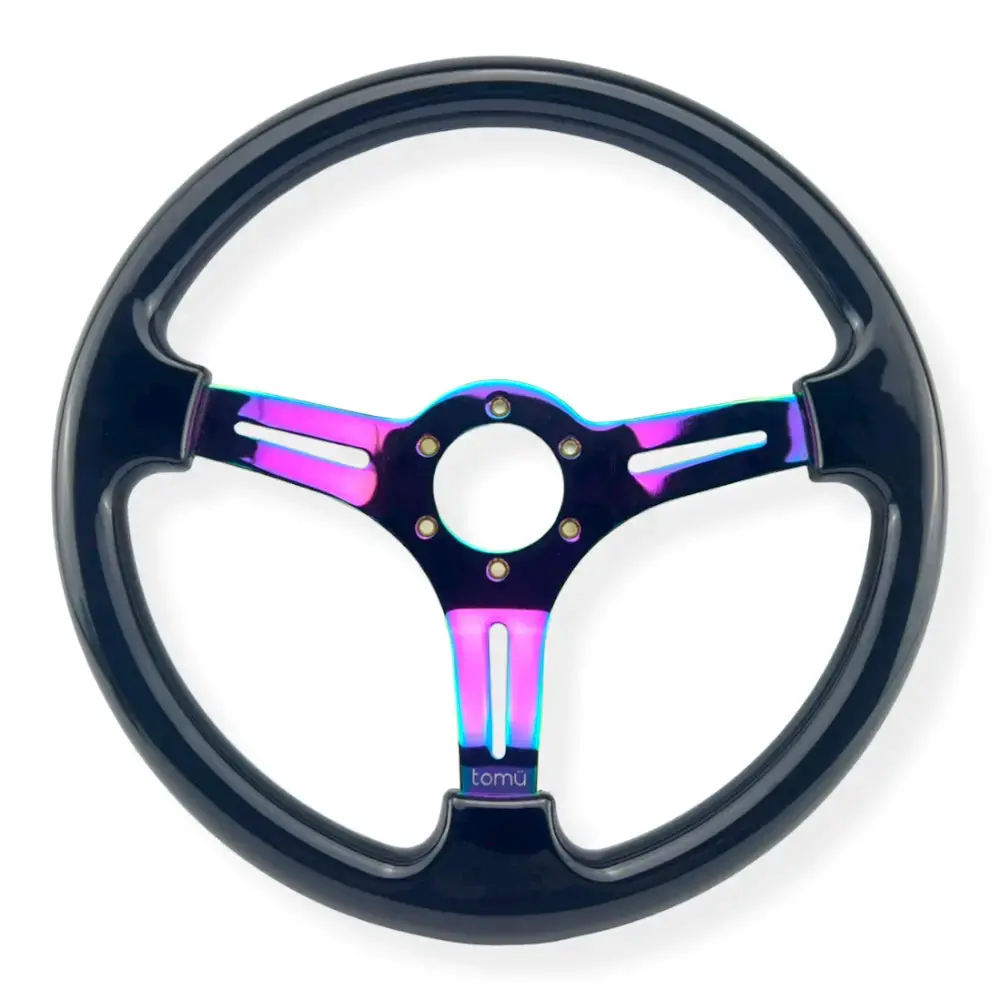 Tomu Hakone Gloss Black With Neo Chrome Spoke Steering Wheel 1