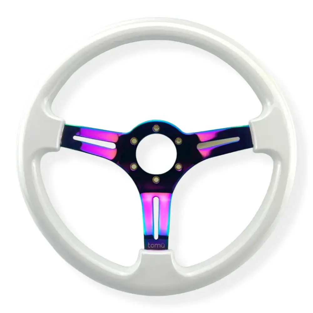 Tomu Hakone Gloss White With Neo Chrome Spoke Steering Wheel 1
