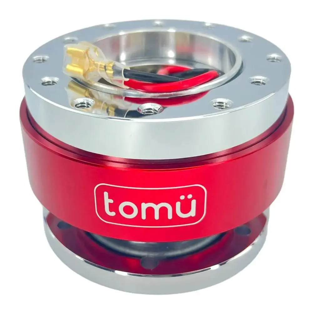 Tomü Steering Wheel Quick Release - Red & Silver 1