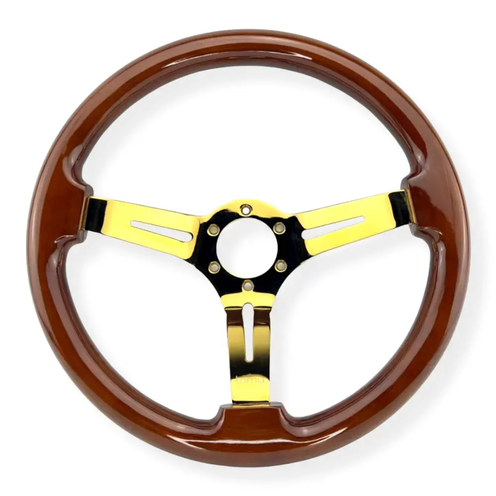 Tomu Sugo Wood With Gold Spoke Steering Wheel 1