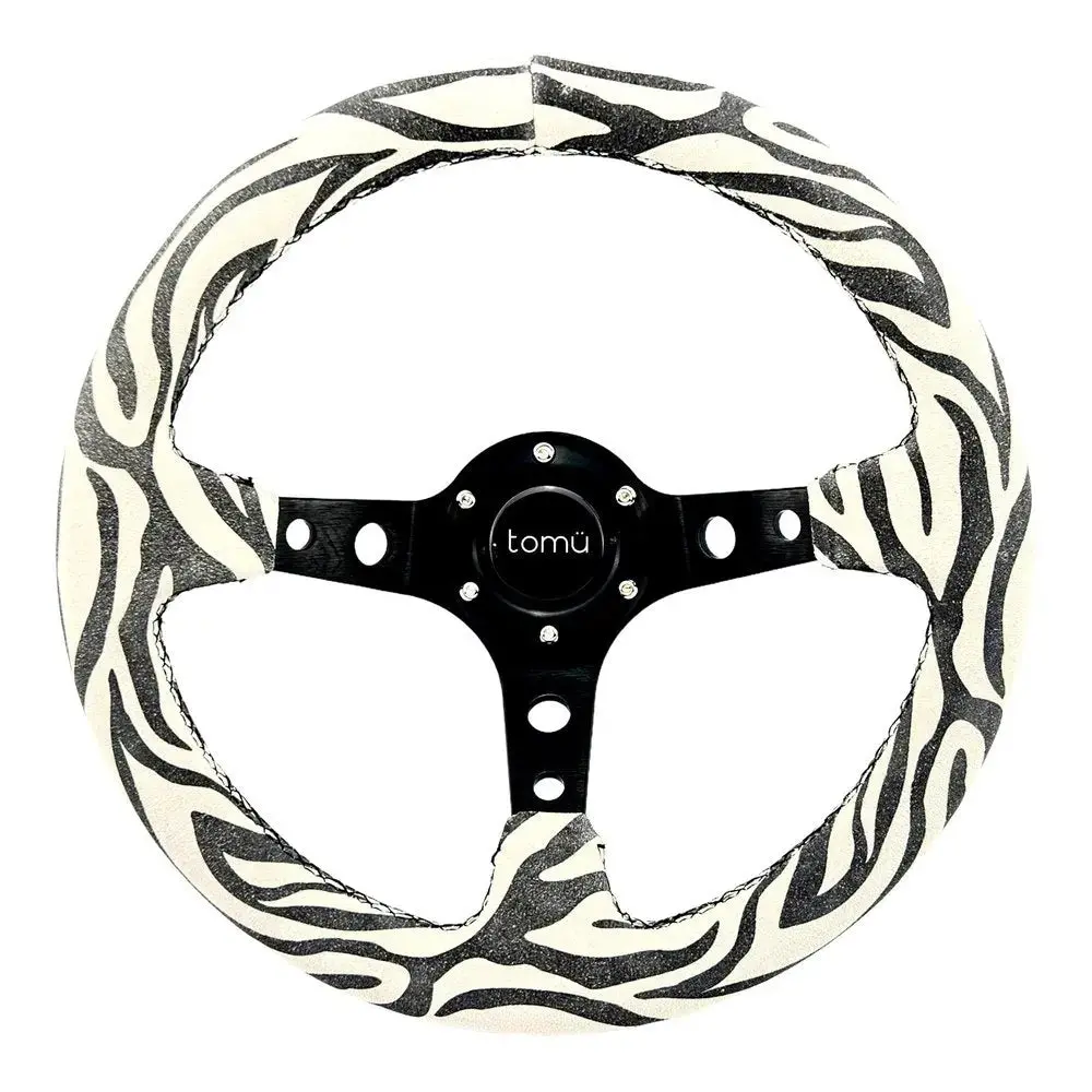 Tomu Zebra Suede Leather Steering Wheel 1