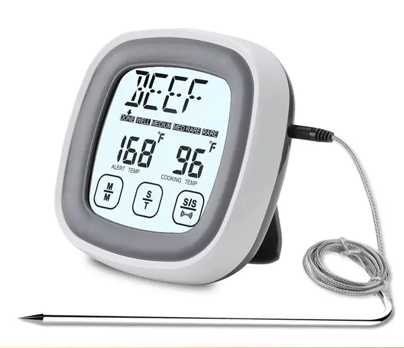 Touchscreen Meat Cooking Grill Thermometer Timer Alarm With Probe 1