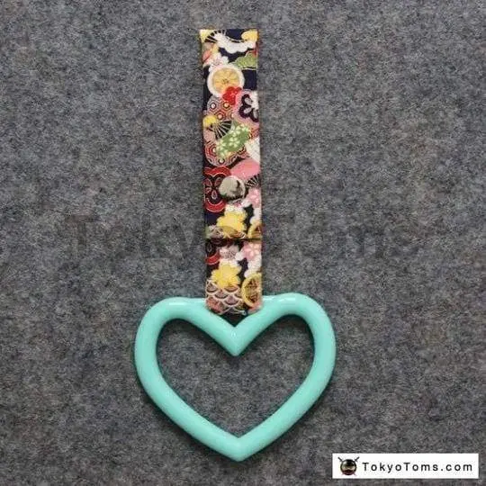 Tsurikawa Teal Heart Japanese Fabric 1