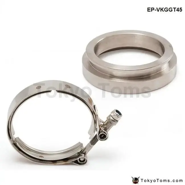 Gt45 T304 Stainless Steel V-Band Turbo/Turbocharger Downpipe Clamp+Flange 1