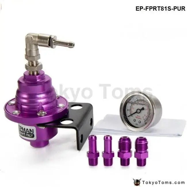 Type S Adjustable Fuel Pressure Regulator Fpr Universal Jdm Turbo+Liquid Gauge 0-160 Psi 4