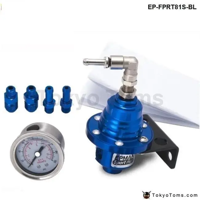 Type S Adjustable Fuel Pressure Regulator Fpr Universal Jdm Turbo+Liquid Gauge 0-160 Psi 4