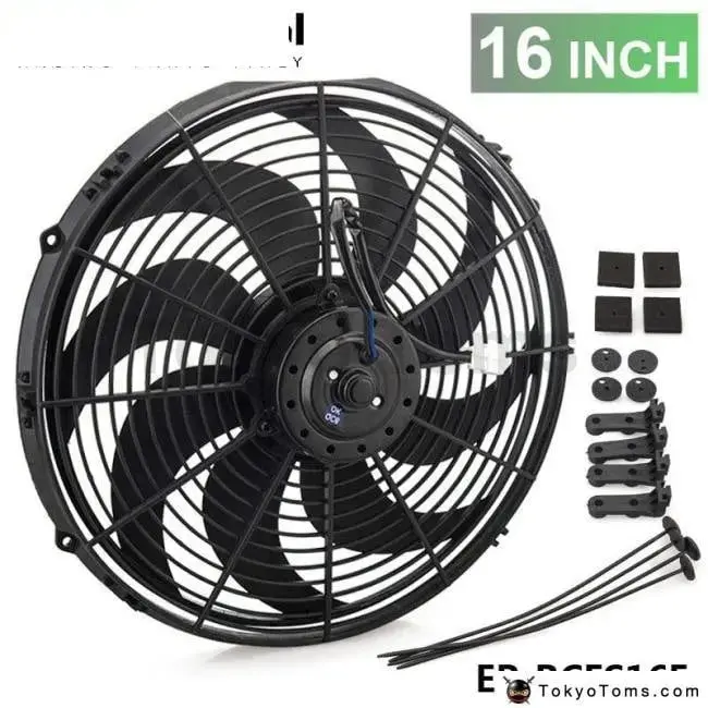 Universal 12V 16" Electric Fan S Blades Radiator Cooling Fan 1