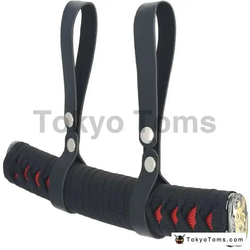 Universal 20Cm Jdm Samurai Roof Tsurikawa Handle Black+Red 1