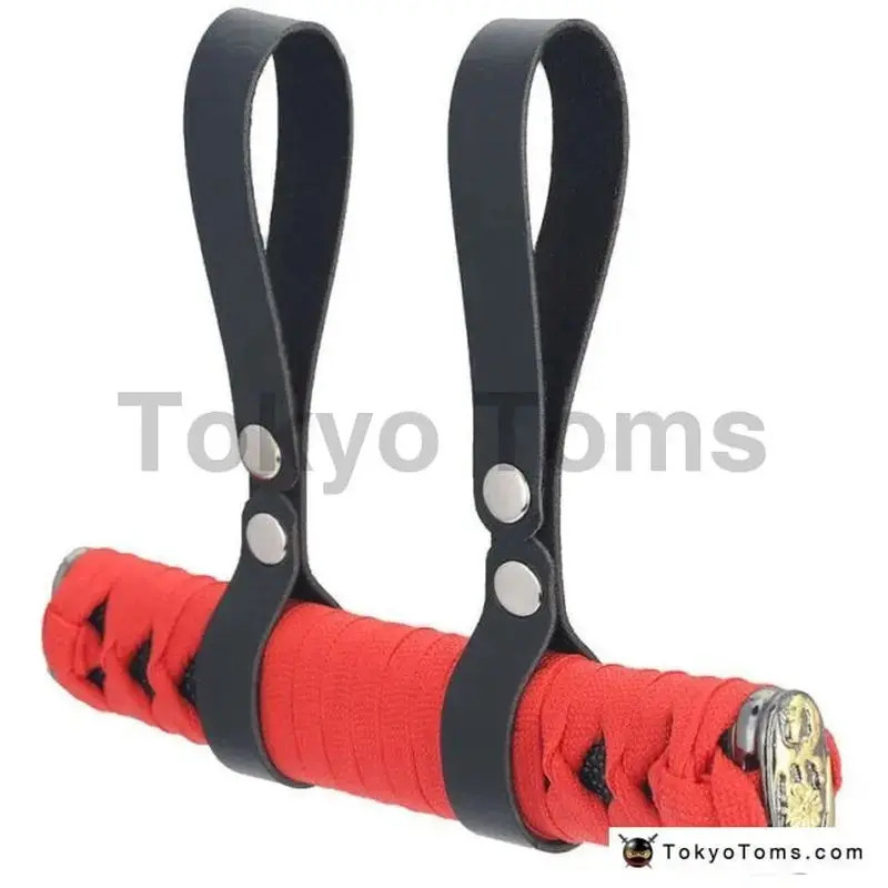 Universal 20Cm Jdm Samurai Roof Tsurikawa Handle Red+Black 1