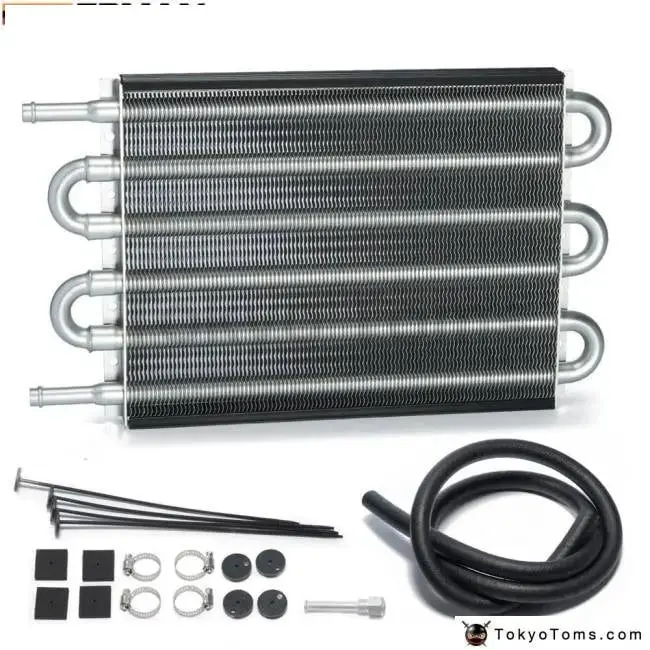 Universal 6 Row Aluminum Heavy Duty Transmission Oil Cooler Auto Manual Radiator Converter 1