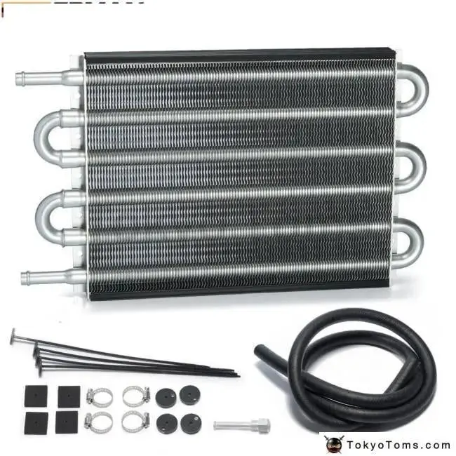 Universal 6 Row Aluminum Heavy Duty Transmission Oil Cooler Auto Manual Radiator Converter 1