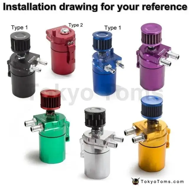 Universal Aluminum Oil Catch Tank Can Reservoir Tank + Breather Filter 1