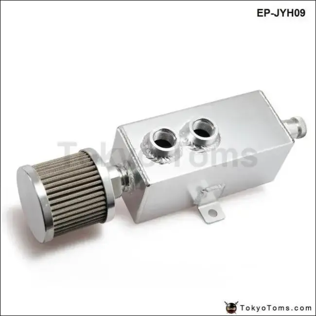 Universal Car 1L Aluminum Oil Catch Can Tank Fuel Tank With Breather & Filter Drain Tap 1