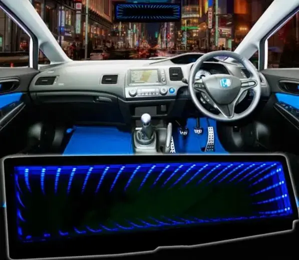 Universal Illusion Led Clip On Rear View Mirror (Blue) 1