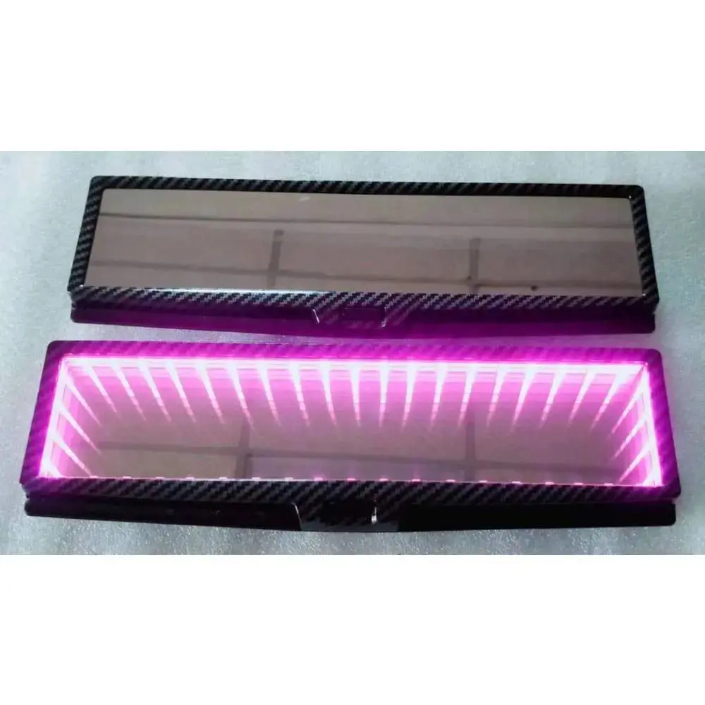 Universal Illusion Led Clip On Rear View Mirror (Pink) Carbon Frame 1