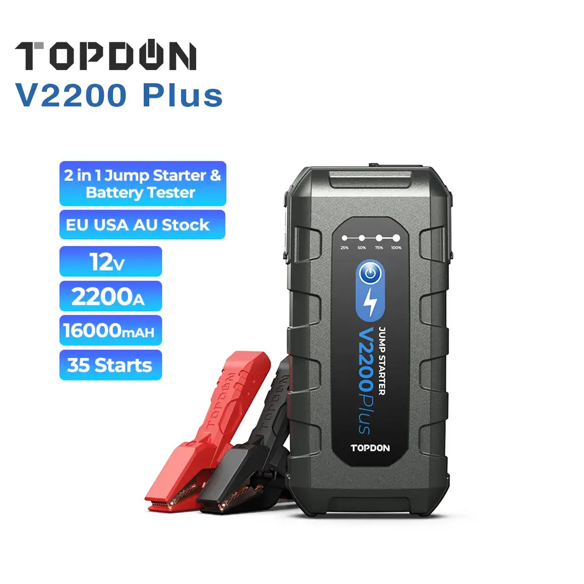 Topdon V2200 Plus Portable Jump Starter And Battery Tester And Analyzer 1