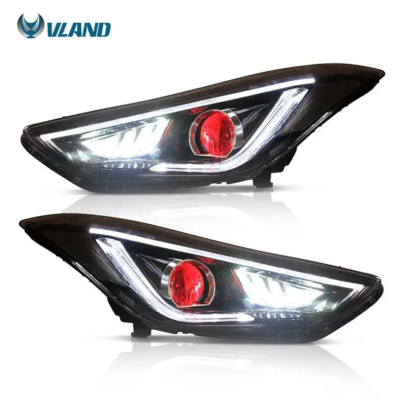 Vland Factory Car Accessories For Led Head Lamp For Hyundai Elantra 2012-2015 With Demon Eye Head Light 1