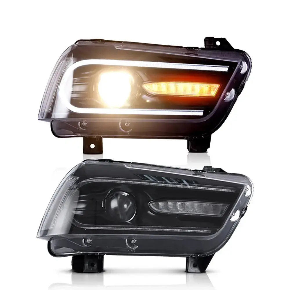 Vland Fit For Dodge Charger 2011-2014 Headlights With Doublel Beam Projectors Led Drl Head Lamp Car Lights Assembly 2