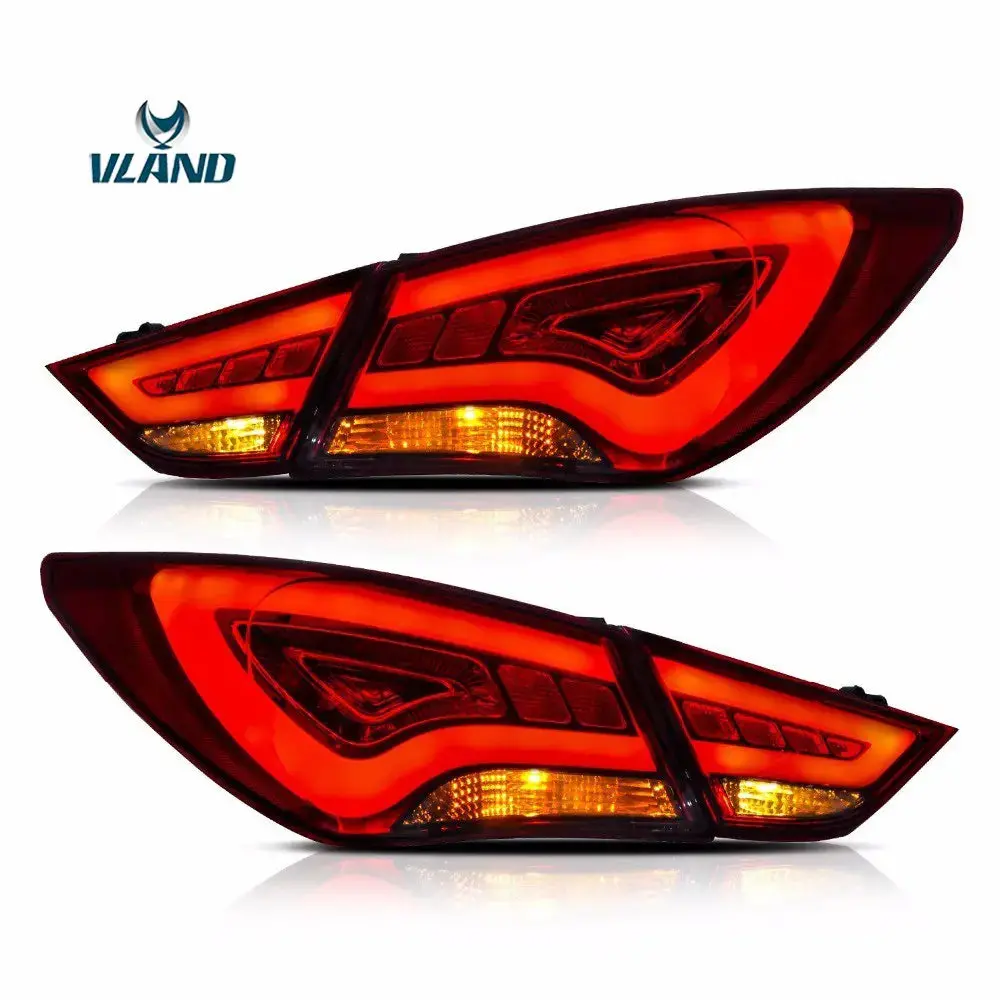 Vland For Hyundai Sonata 2011-2014 Tail Lights Led Brake Light Bar Clear Lens Rear Lamp 1