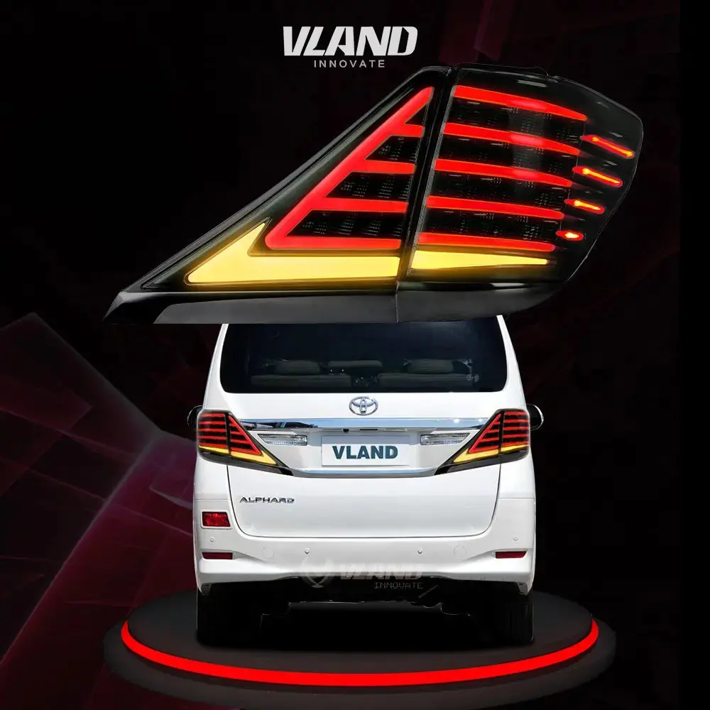 Vland Led Tail Lights For Toyota Alphard 2008-2014 Red Lens Rear Lamp Assembly Custom 2