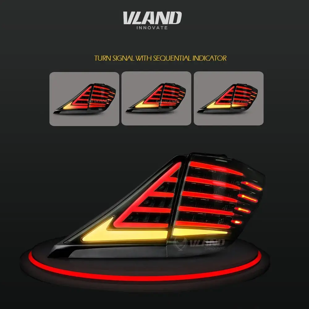 Vland Led Tail Lights For Toyota Alphard 2008-2014 Red Lens Rear Lamp Assembly Custom 3