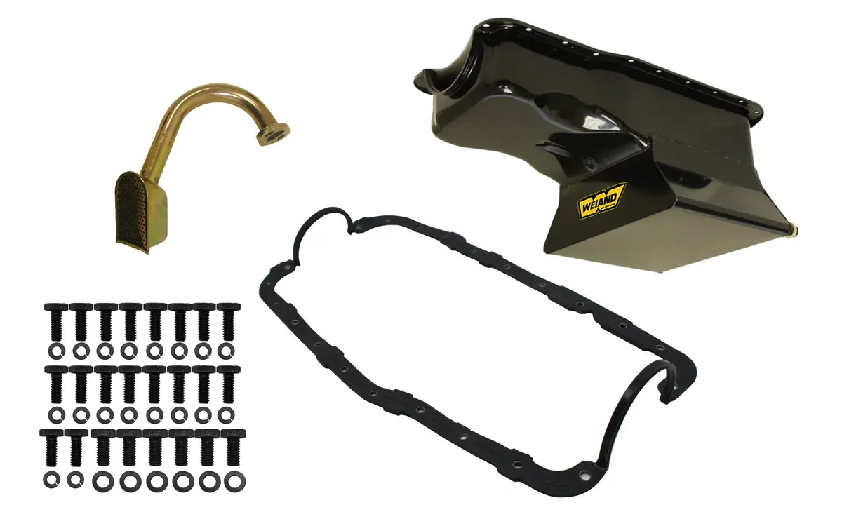 Weiand 7Qt Oil Pan Kit Frt Sump Sbf 351W 65-87 Black 1