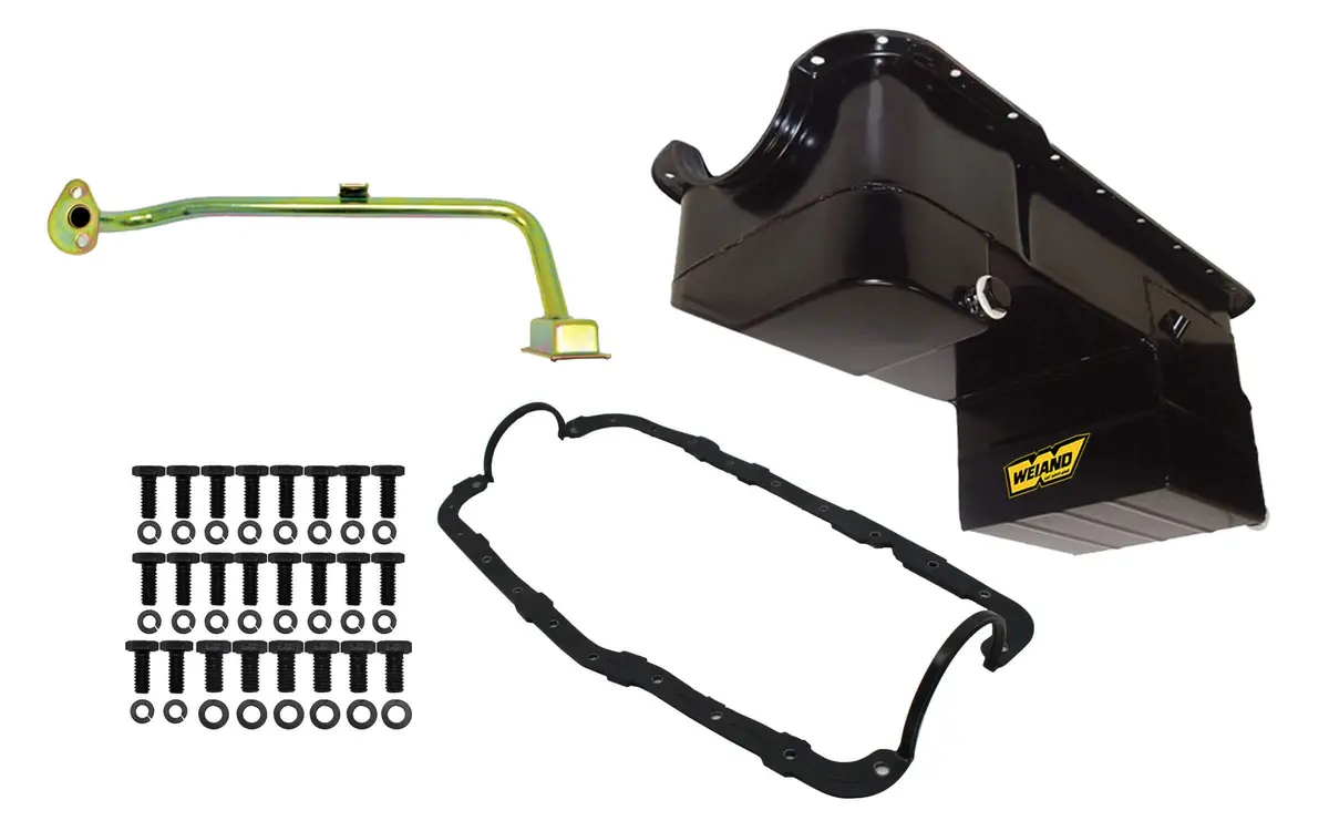 Weiand 7Qt Oil Pan Kit Rr Sump Sbf 351W 79-93 Black 1