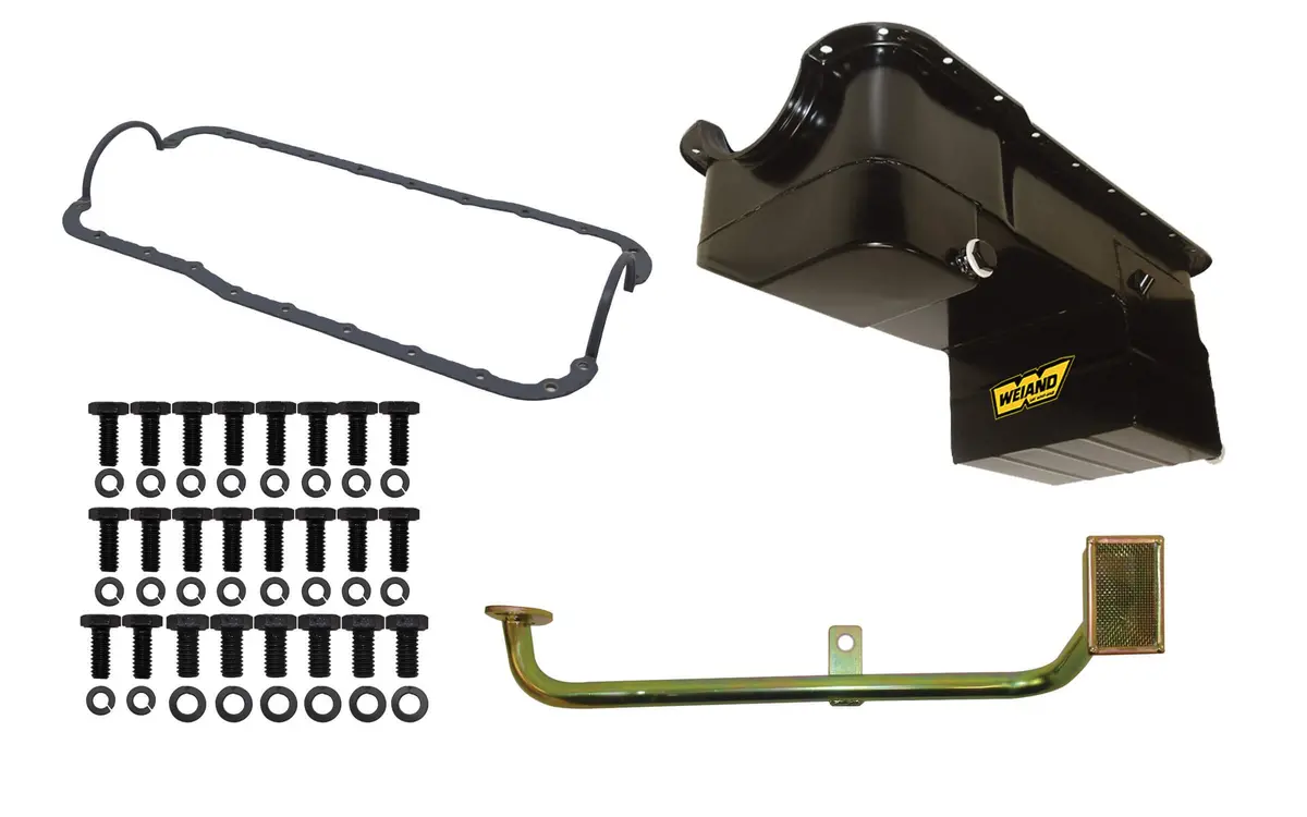 Weiand 7Qt Oil Pan Kit Rr Sump Sbf 302 79-93 Black 1