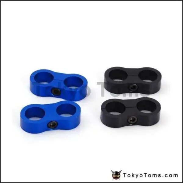 2 Black Universal - An10 Billet Oil/Fuel/Water Hose Turbo Separator Divider Clamp 2