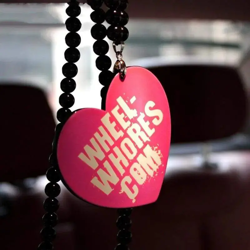 Wheel Whores Com Peach Heart Pendant Rear View Mirror Ornament 1