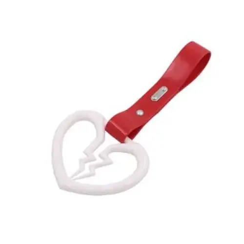 White Broken Heart Tsurikawa Red Pvc Strap 1