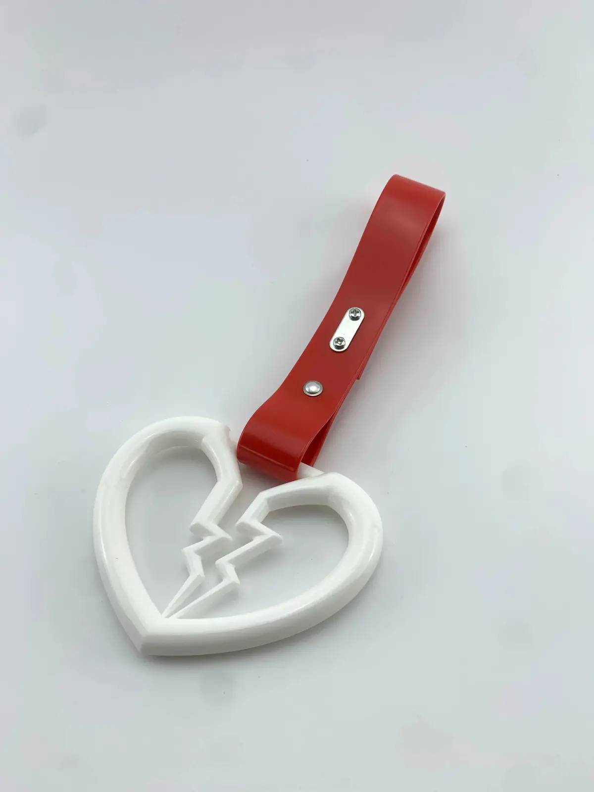 White Broken Heart Tsurikawa Red Pvc Strap 1