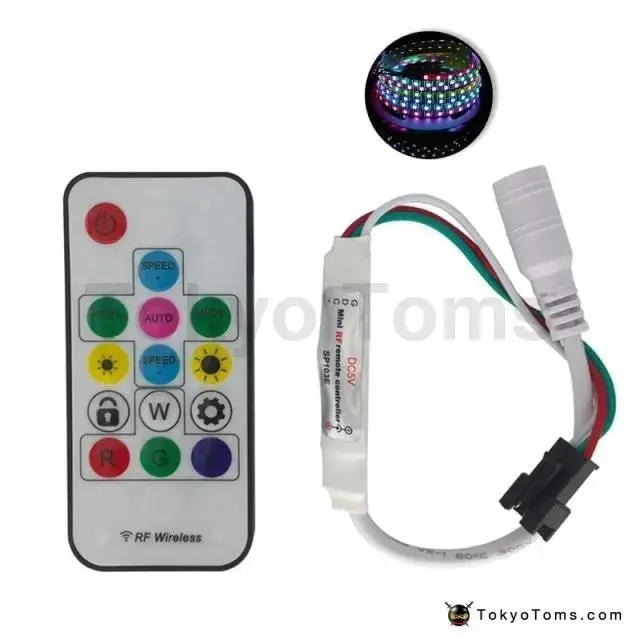 Wireless Remote Mini Rf Led Controller Ws2812 300 Kinds Change Color For Ws 2812B Led Light Strip - Dc 5V Sp103e Digital 14Key Rgb  (14 Key For Ws2812) 1