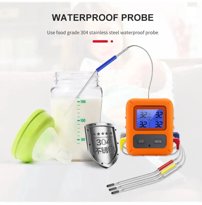 Wireless Touch Screen Bbq Food Thermometer 4 Probes Waterproof 1