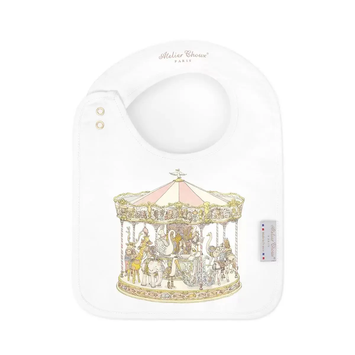 Satin Bib – Carousel Pink 1