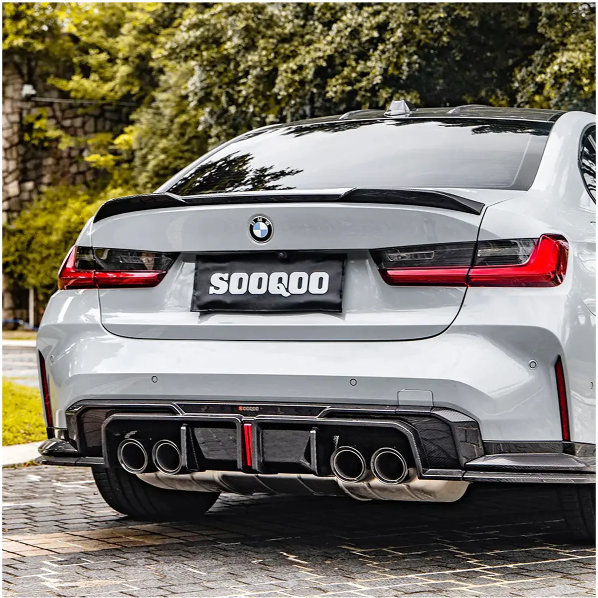 Carbon Fiber Rear Diffuser W/ Brake Light & Splitter For Bmw G80 G81 M3 G82 G83 M4 1