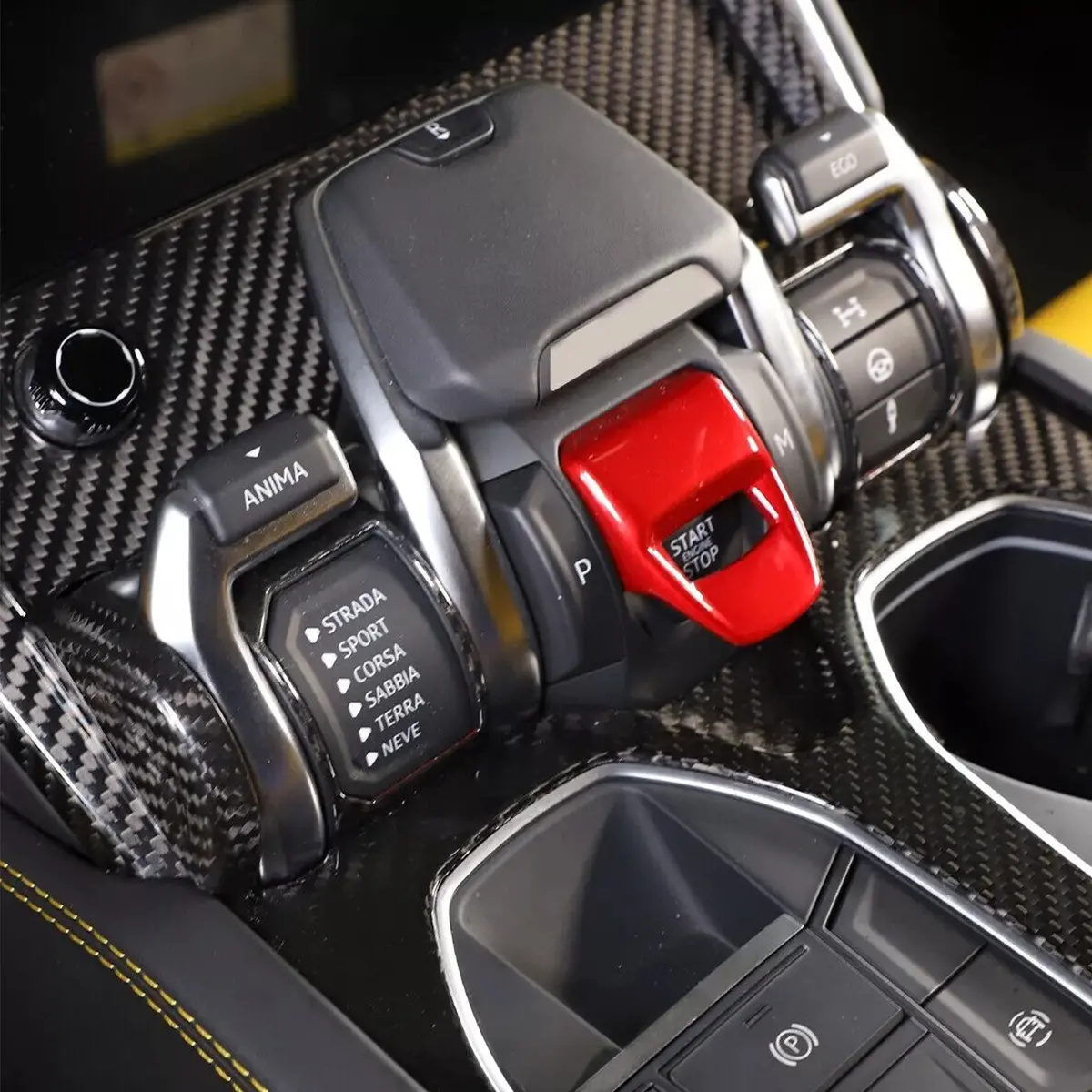 Dry Carbon Fiber Sport Mode Switch Frame Trim For Lamborghini Urus 1