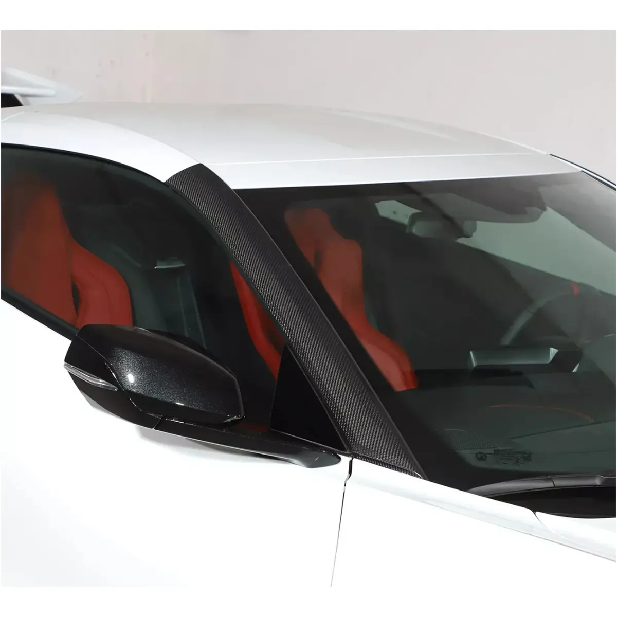 Dry Carbon Fiber A‑Pillar Cover Trim For Chevrolet Corvette C8 1