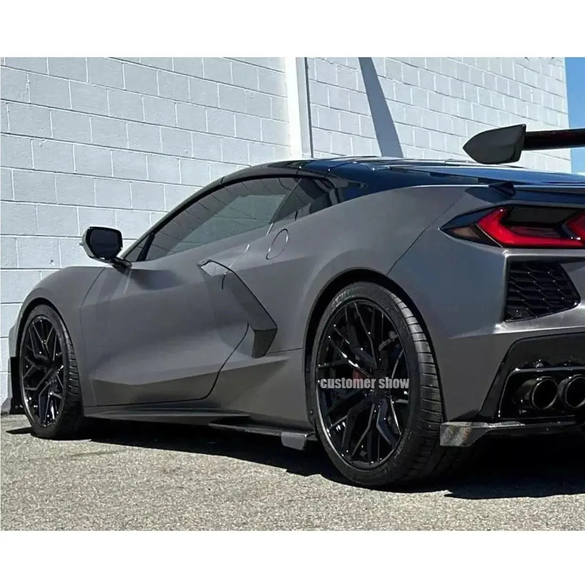 Dry Carbon Fiber Side Skirts Extension Panel For Chevrolet Corvette C8 1