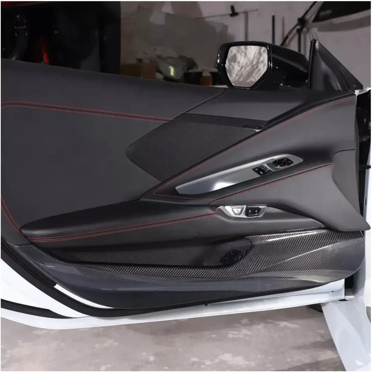 Dry Carbon Fiber Door Anti‑Kick Panel Cover V2 For Chevrolet Corvette C8 1