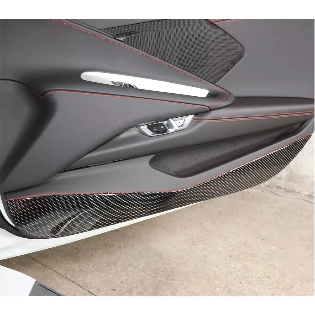 Dry Carbon Fiber Door Anti‑Kick Panel Cover For Chevrolet Corvette C8 1